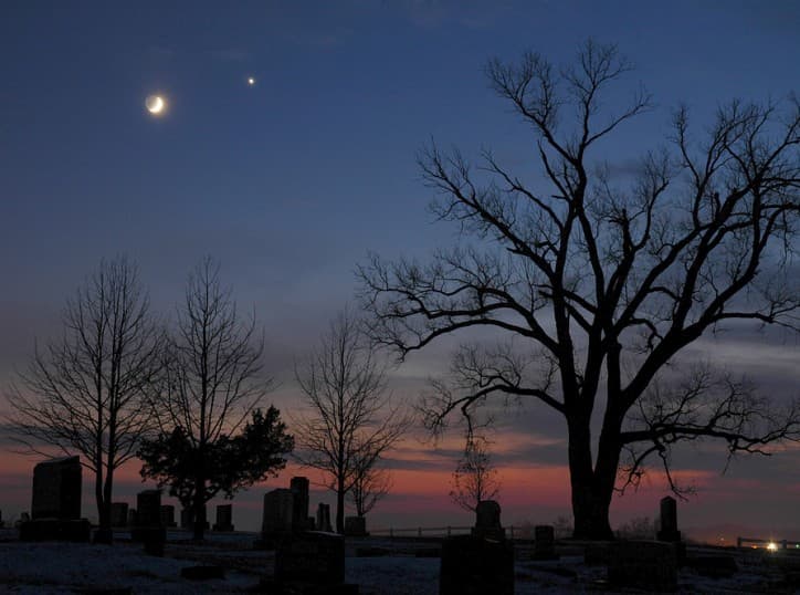 December Moon Meets Evening Star
