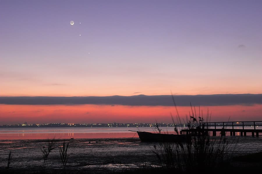 Moon, Mercury, Jupiter, Mars