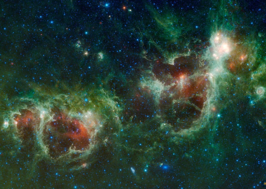 WISE: Heart and Soul Nebulas in Infrared