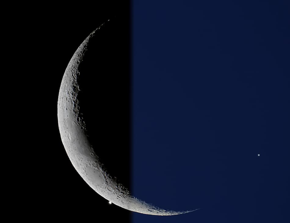 Crescent Moon Meets Evening Star