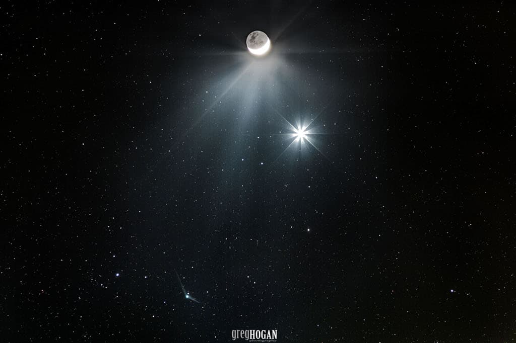 Comet Meets Moon and Morning Star