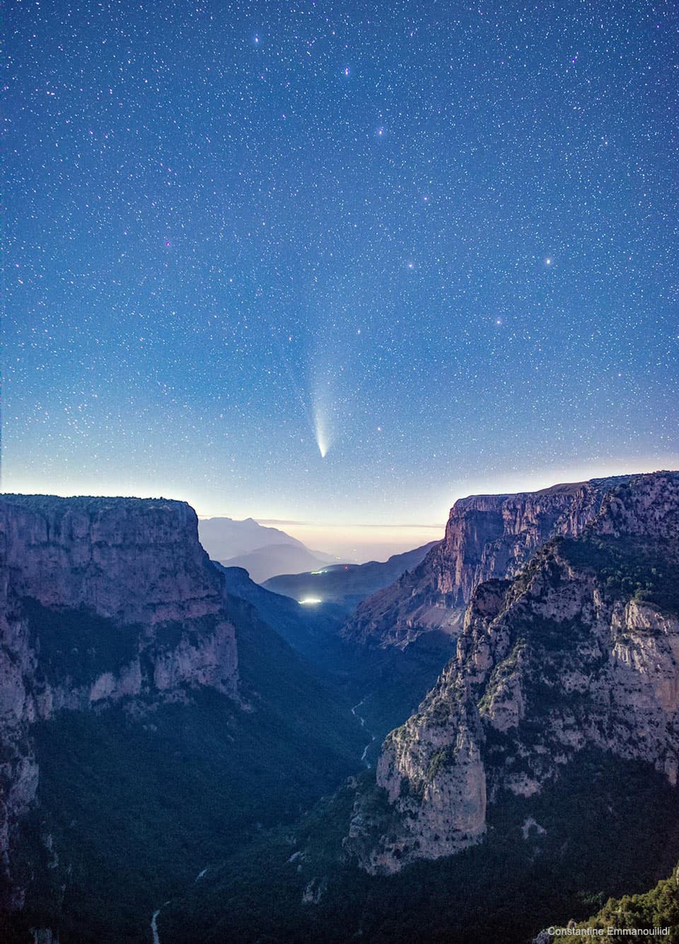 Comet NEOWISE over Vikos Gorge