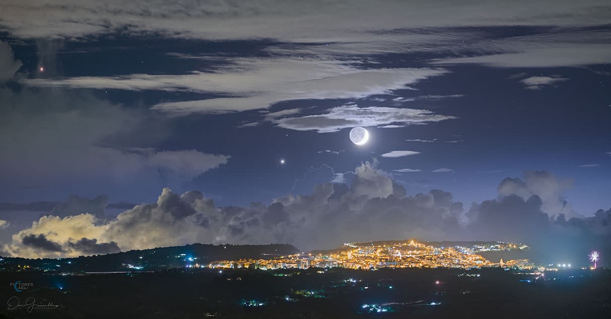 Earthshine Moon over Sicily
