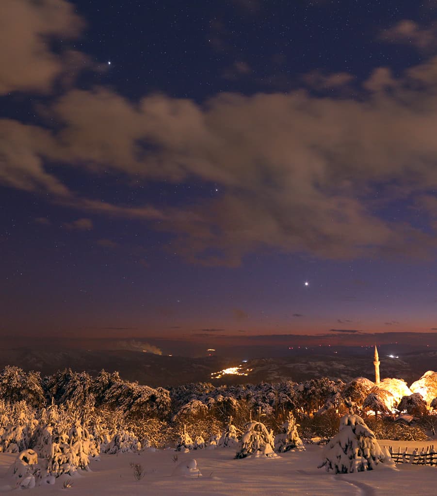 Three Planets and a Comet