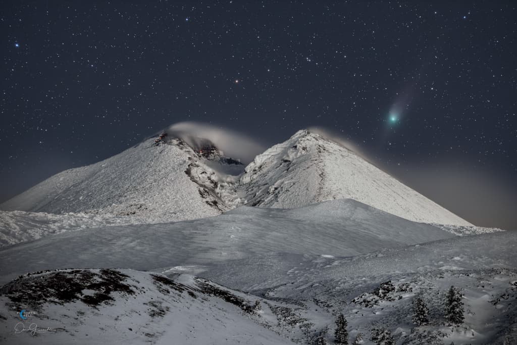 Comet ZTF over Mount Etna