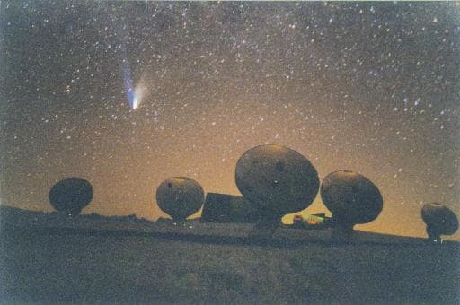 Hale-Bopp and Plateau de Bure Interferometer 
Credit and Copyright:
