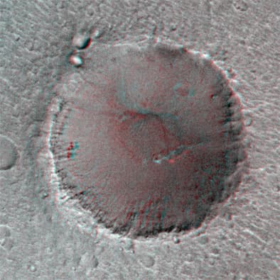 Mars: Big Crater in Stereo