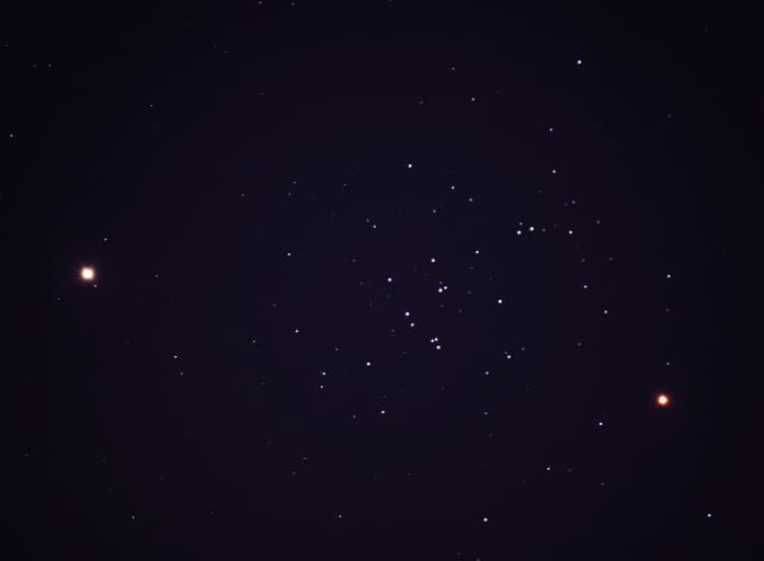 Saturn, Mars, and the Beehive Cluster
