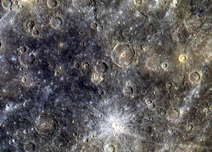 Mercury's Surface in Exaggerated Color