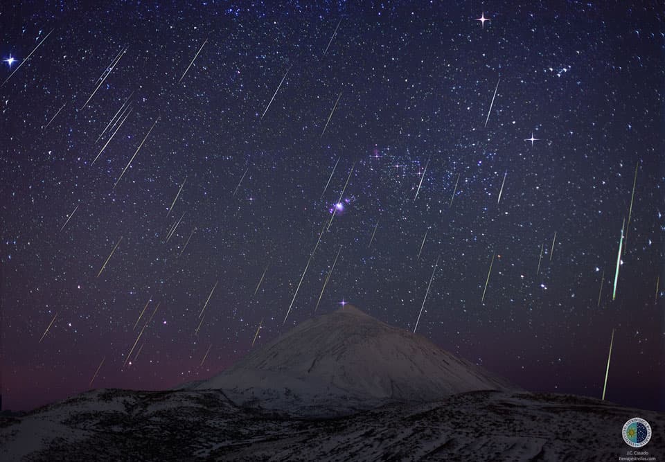 Geminid Meteors over Teide Volcano