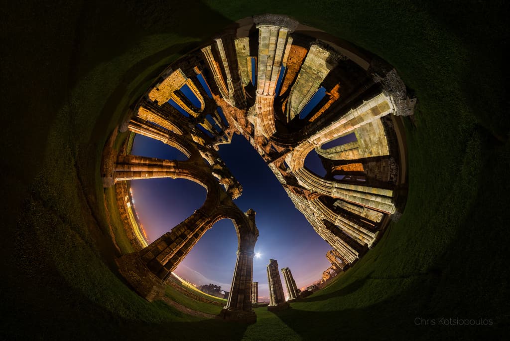 Moonset at Whitby Abbey
