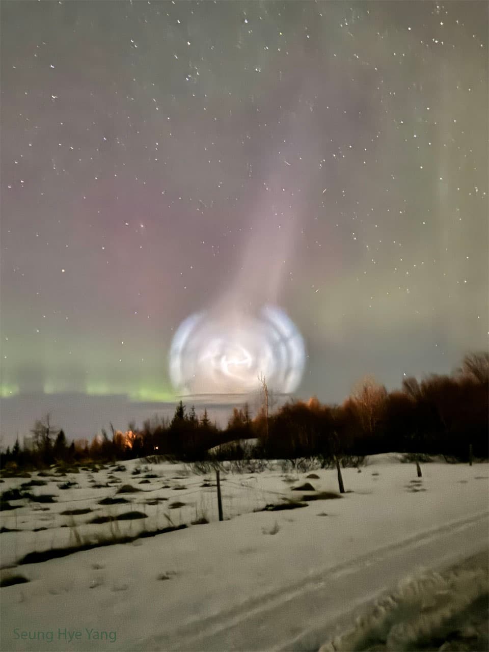 A Galaxy-Shaped Rocket Exhaust Spiral